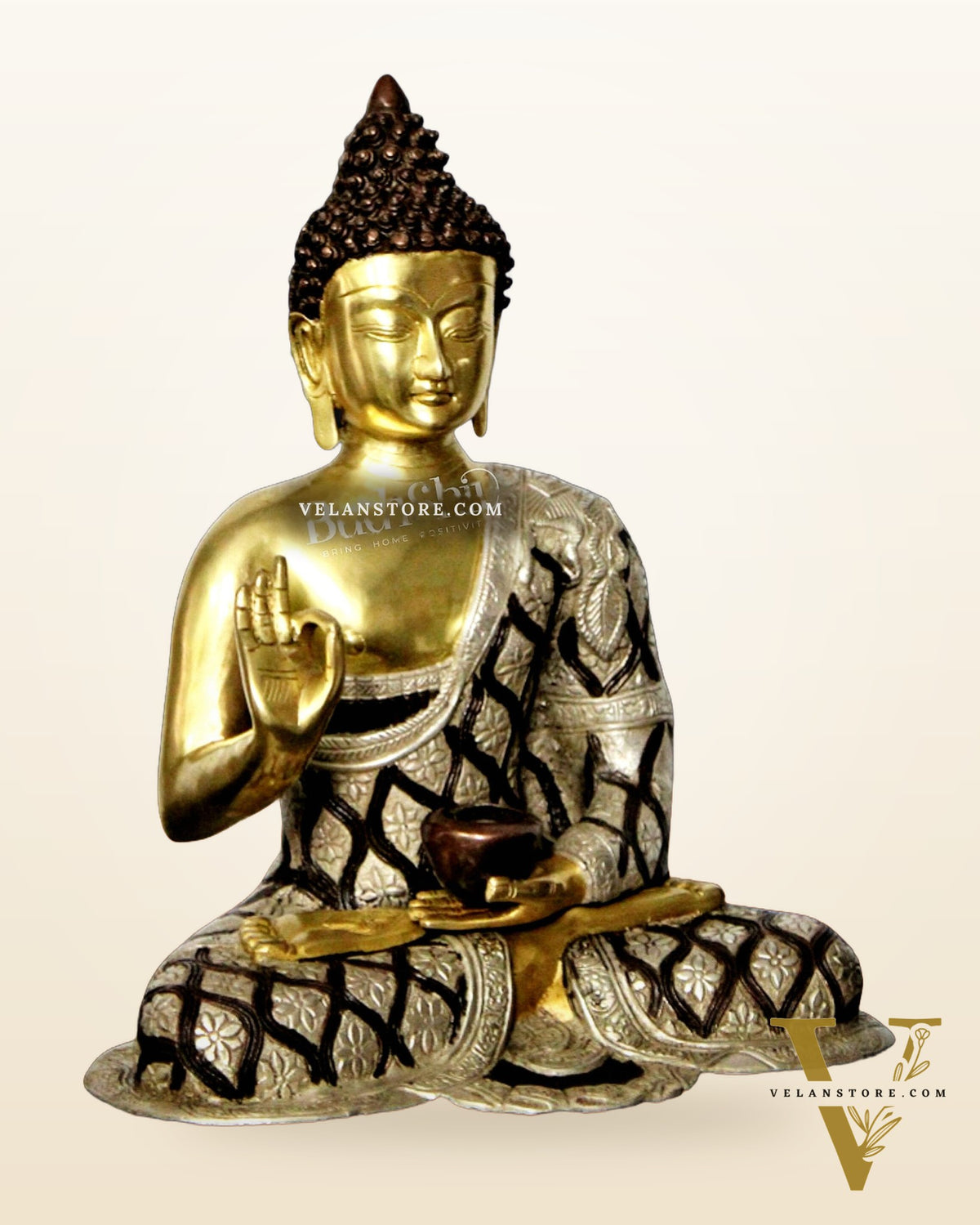 Blessings and Healing: Buddha Brass Idol 17 inch