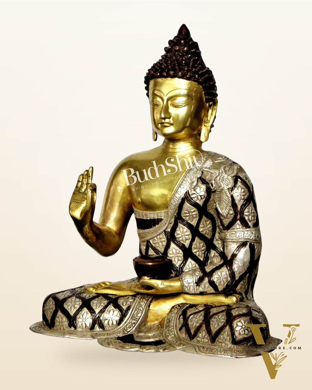 Blessings and Healing: Buddha Brass Idol 17 inch