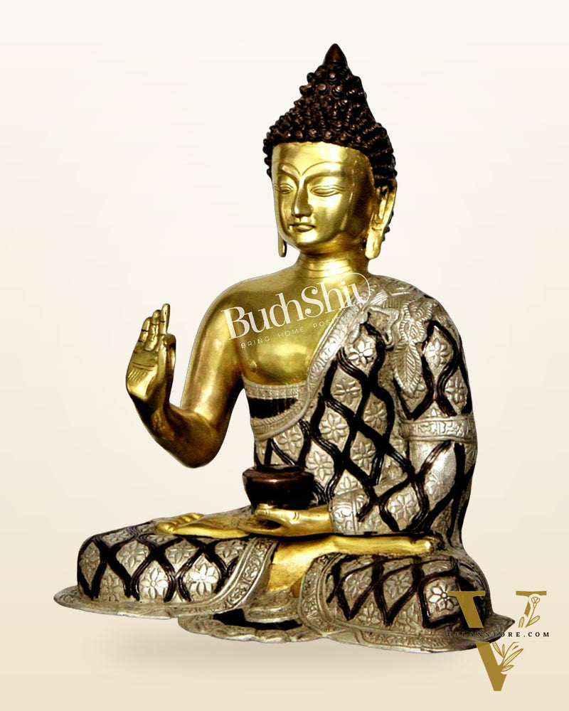 Blessings and Healing: Buddha Brass Idol 17 inch