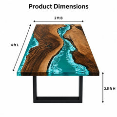 Live Edge Wood Ocean Wave Epoxy Resin Dining Table with Black Metal Legs | Modern Luxury Blue Resin Table Top, Handmade Luxury Furniture Interior Design, Kitchen River Table