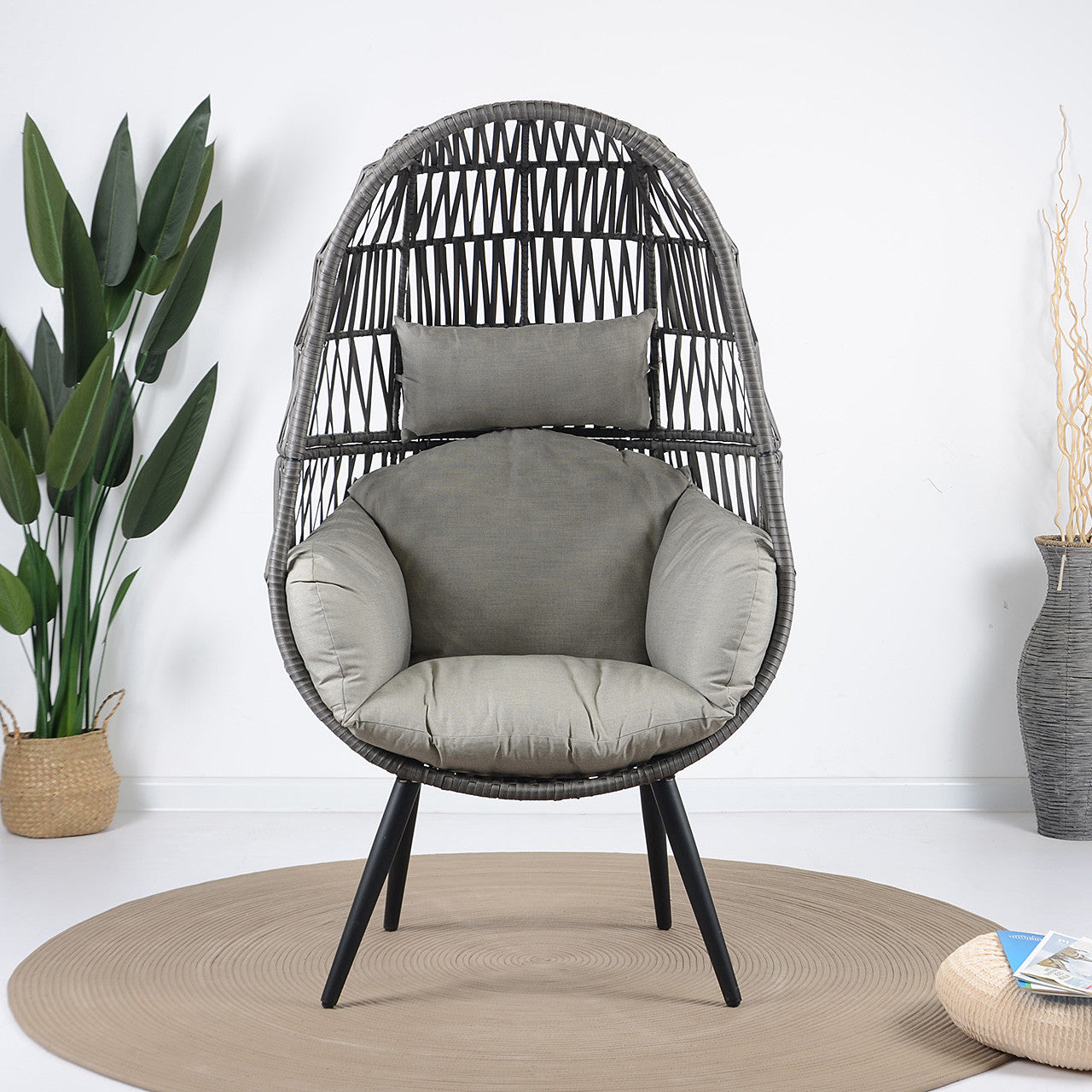Pino Single Seater Swing Basket For Balcony & Garden (Grey)