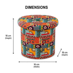 Boho Fabric Upholstered Storage Ottoman Pouffe Stool | Handcrafted Bohemian Storage Ottoman Pouffe Stool