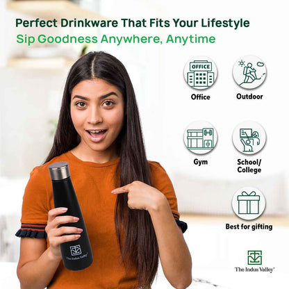 Pro-hydro Vacuum Insulated Stainless Steel Water Bottle Narrow Mouth, Fits All Car Cup Holders,500ml