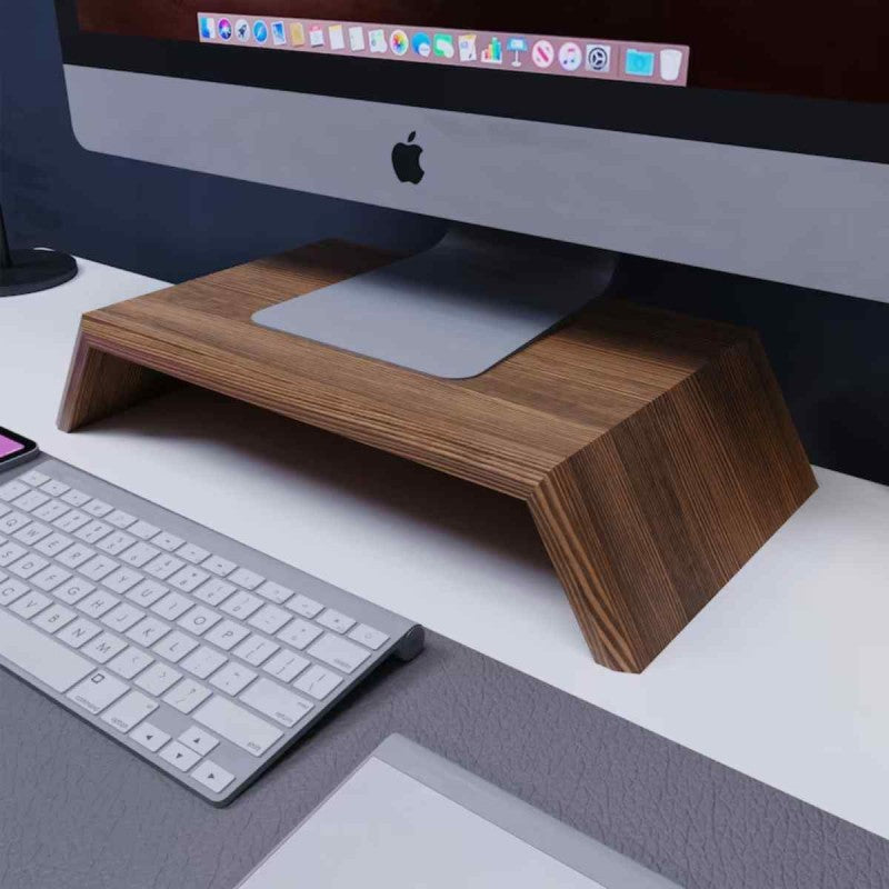 Bowed Solid Wood Desktop Monitor Riser Stand