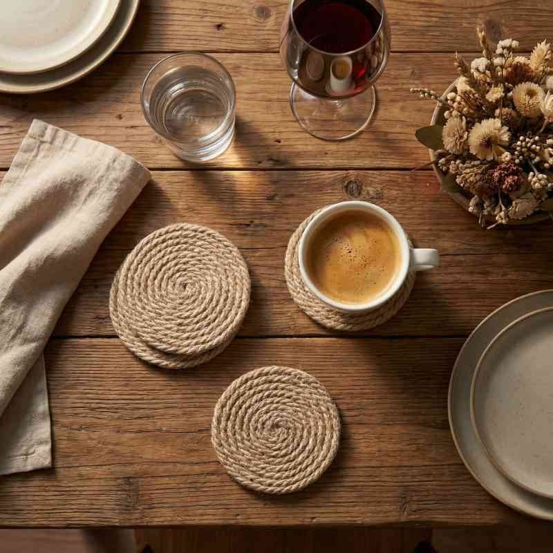 Handmade Cotton Jute Coaster Set of 4