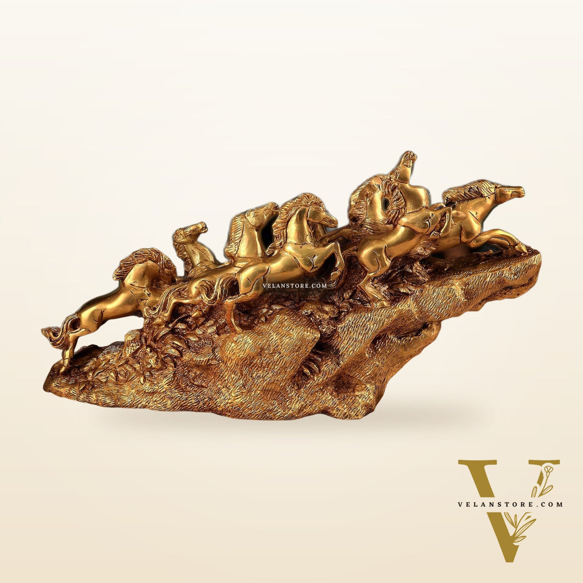 Brass 9 Lucky Horses Running Uphill | Decorative Showpiece Vastu Approved
