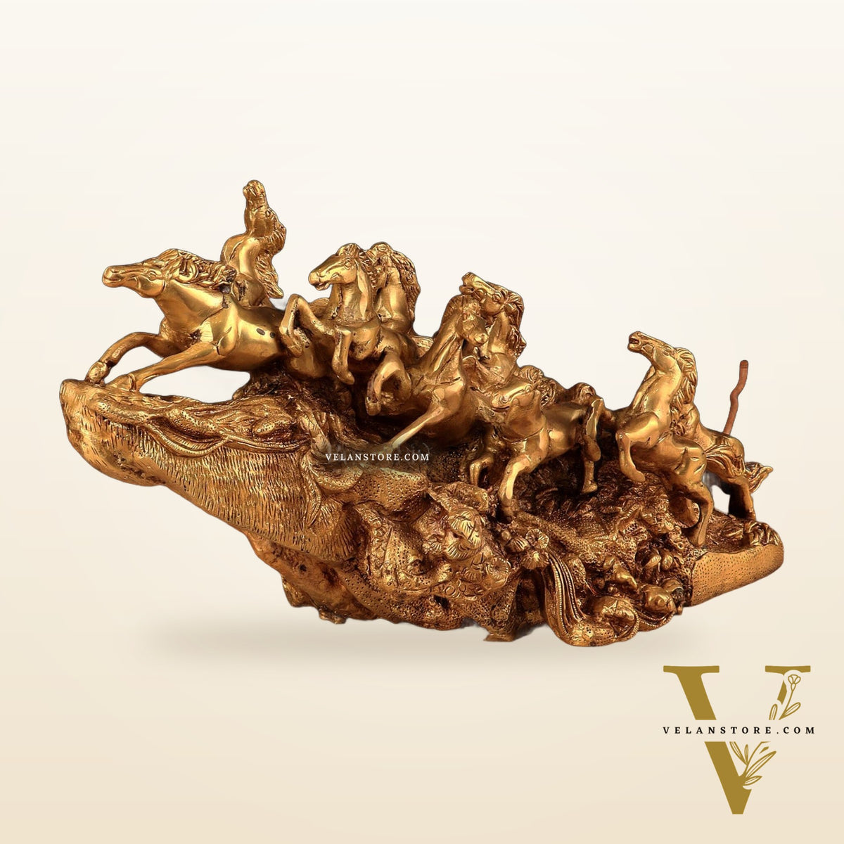 Brass 9 Lucky Horses Running Uphill | Decorative Showpiece Vastu Approved