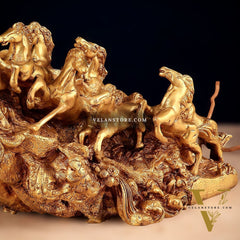Brass 9 Lucky Horses Running Uphill | Decorative Showpiece Vastu Approved