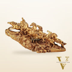 Brass 9 Lucky Horses Running Uphill | Decorative Showpiece Vastu Approved