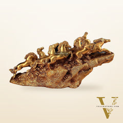 Brass 9 Lucky Horses Running Uphill | Decorative Showpiece Vastu Approved