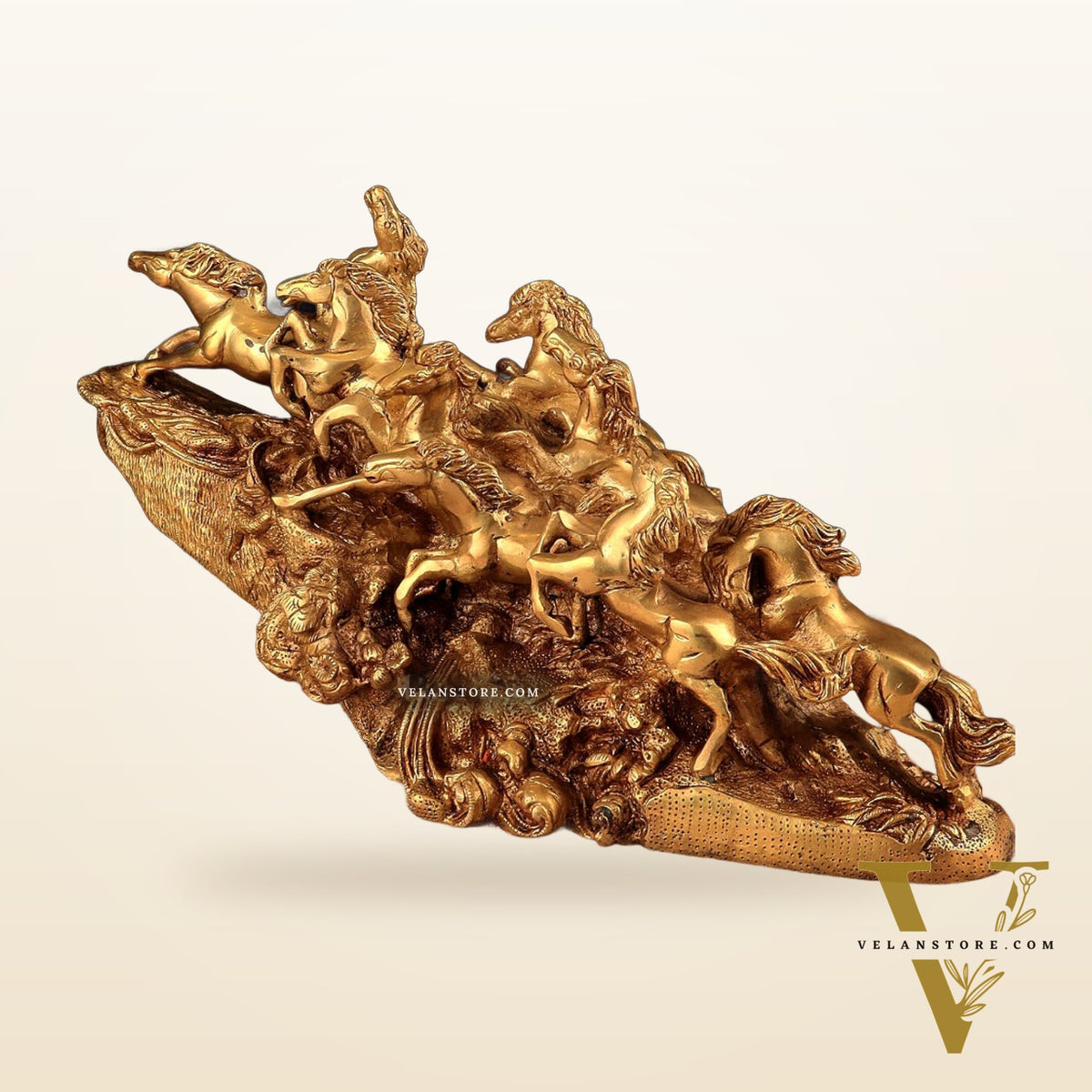 Brass 9 Lucky Horses Running Uphill | Decorative Showpiece Vastu Approved
