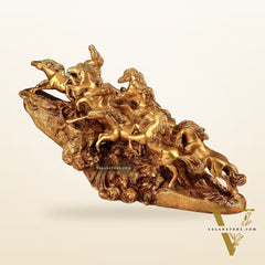 Brass 9 Lucky Horses Running Uphill | Decorative Showpiece Vastu Approved