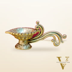 Brass aarti diya with handle
