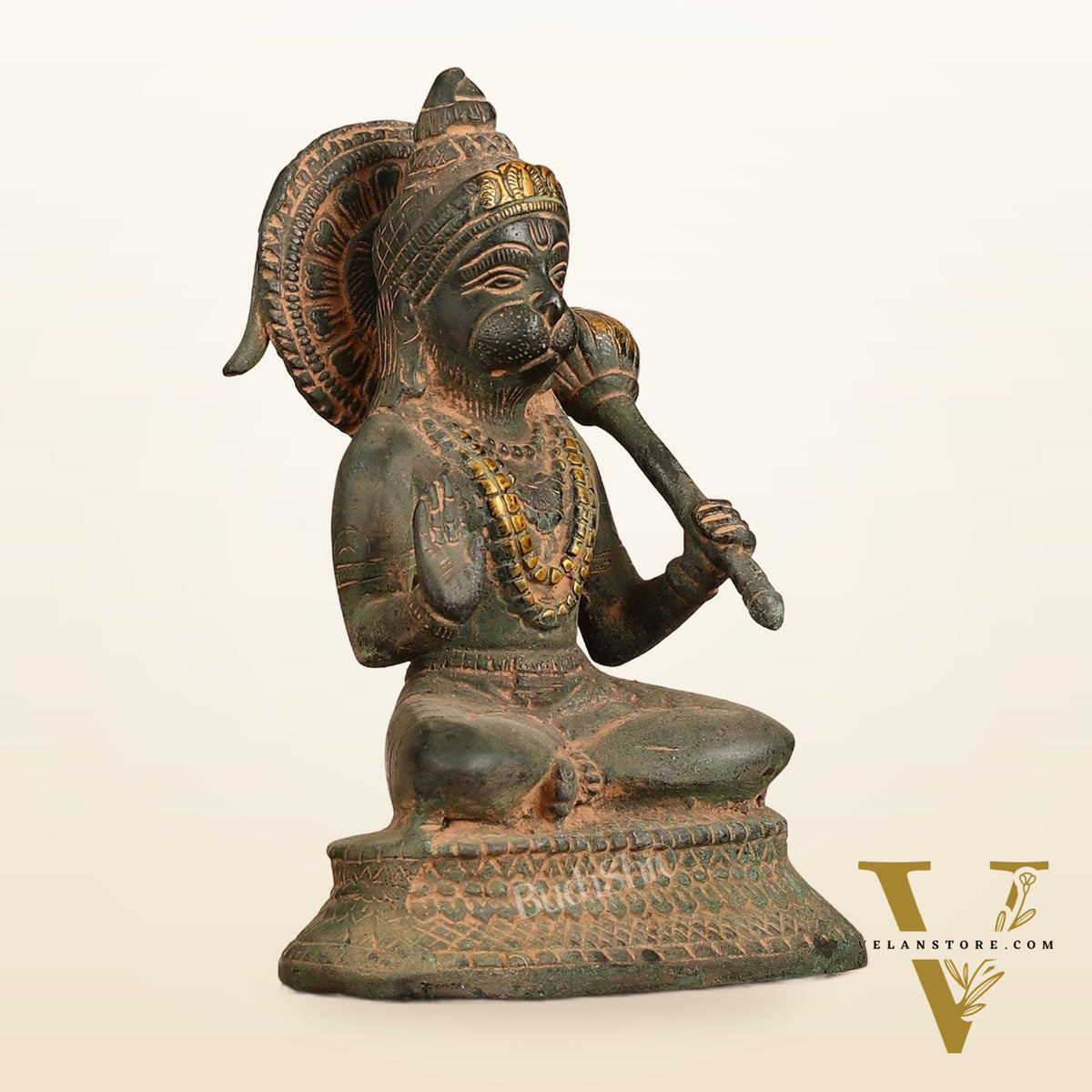 Brass Aashirwaad Blessing Hanuman idol 7"