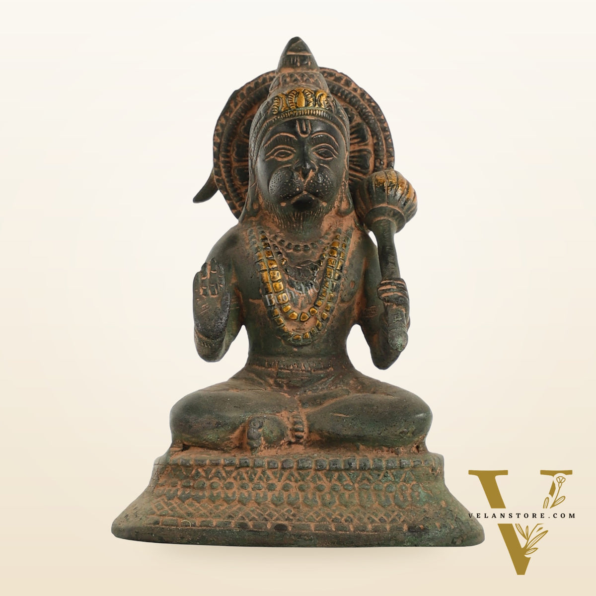 Brass Aashirwaad Blessing Hanuman idol 7"
