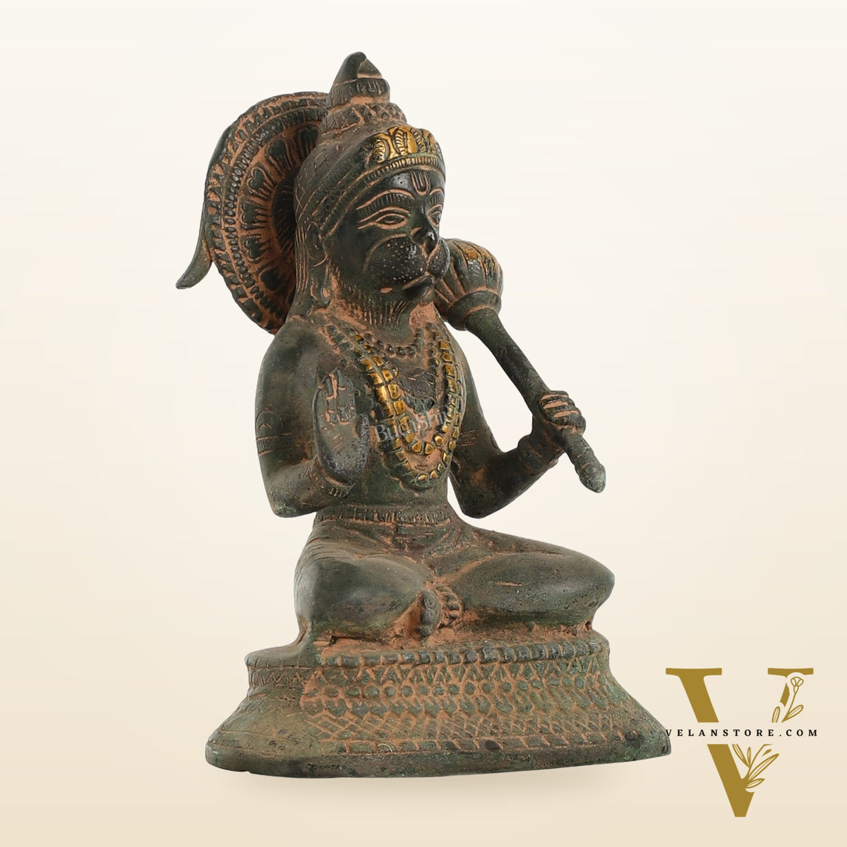 Brass Aashirwaad Blessing Hanuman idol 7"