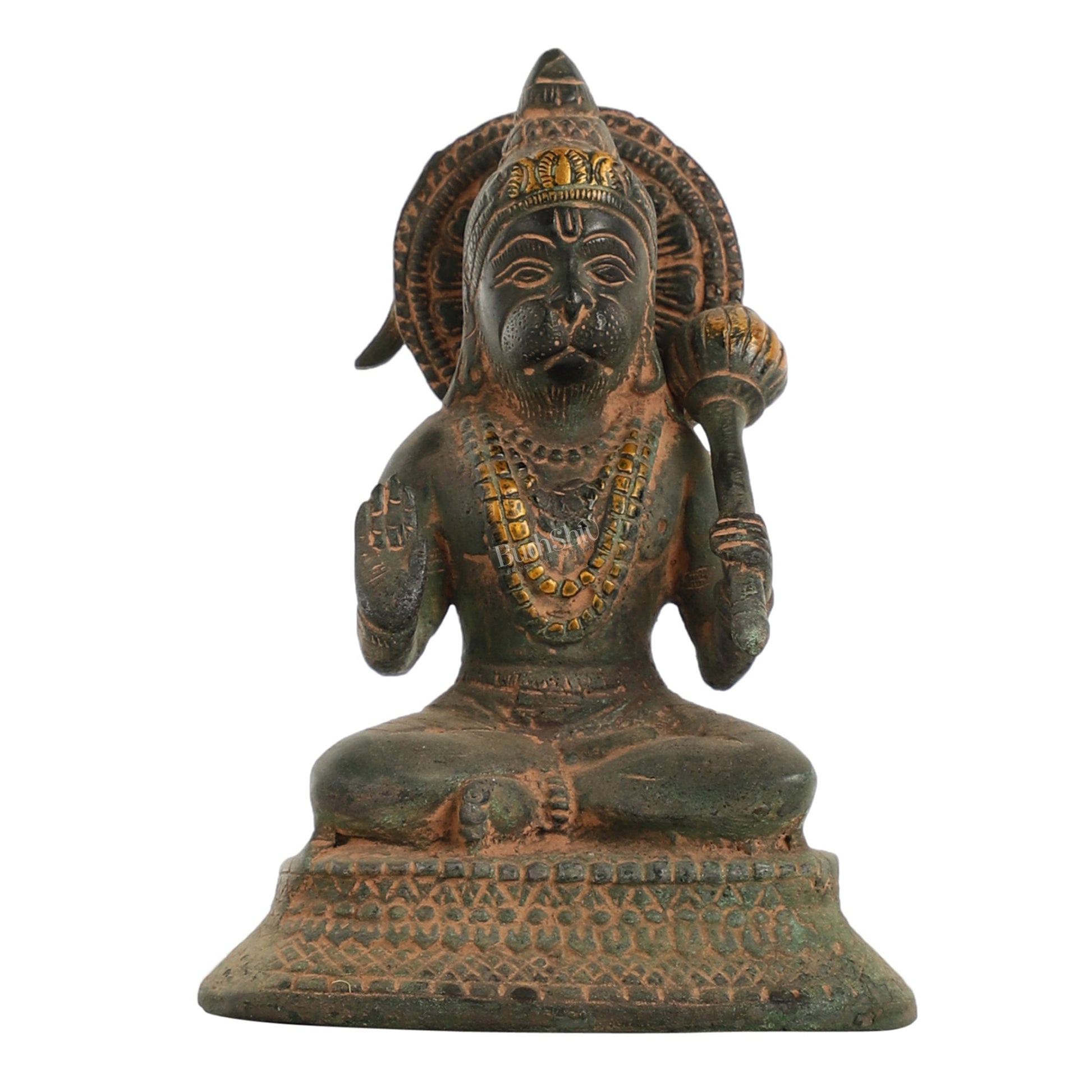 Brass Aashirwaad Blessing Hanuman idol 7"