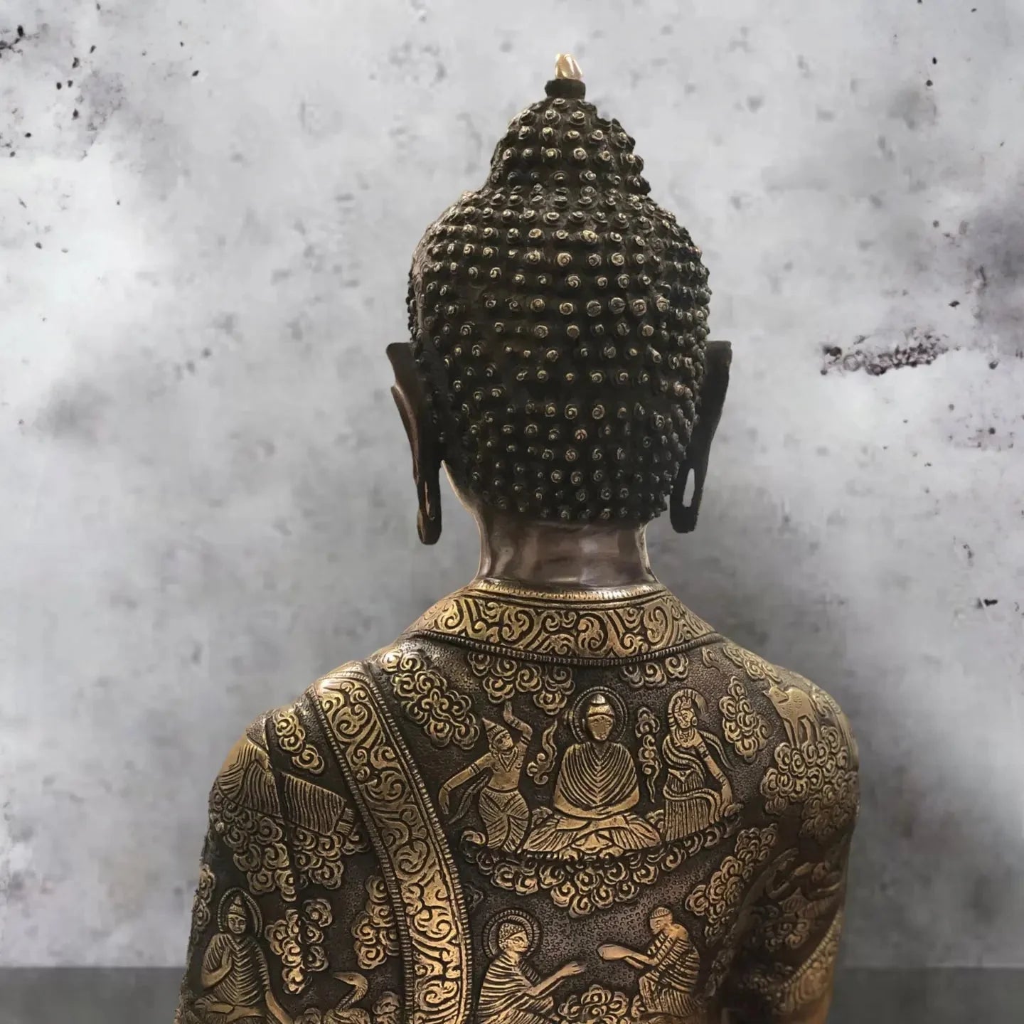 Brass Abhaya Mudra life-Story Buddha Statue 28"