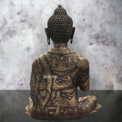 Brass Abhaya Mudra life-Story Buddha Statue 28"