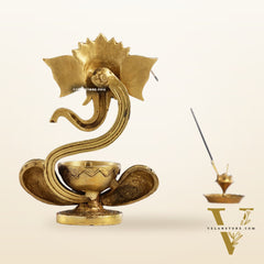 Brass Abstract Ganesha with Engraved Design Diya superfine