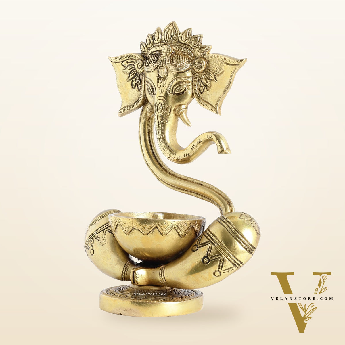 Brass Abstract Ganesha with Engraved Design Diya superfine