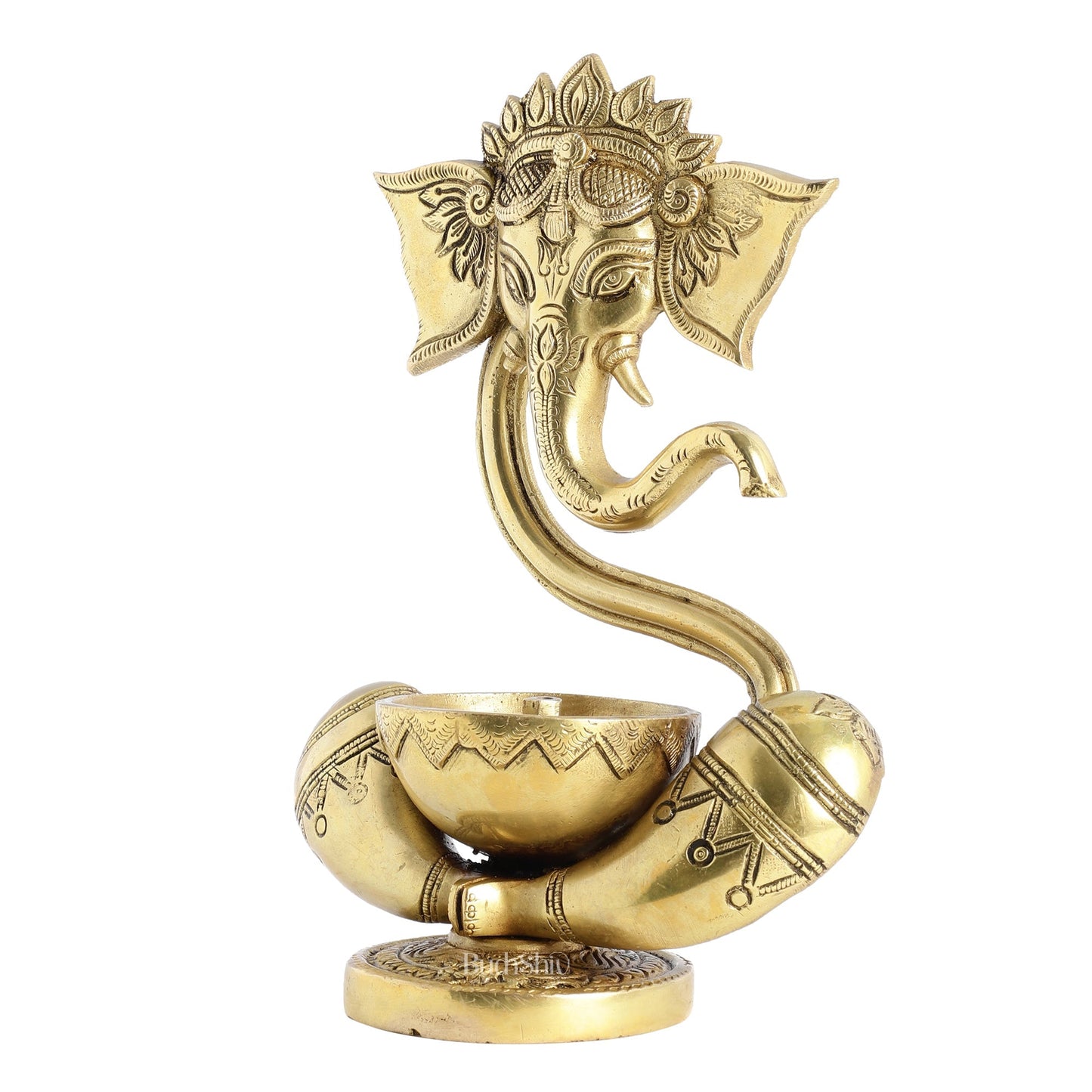 Brass Abstract Ganesha with Engraved Design Diya superfine