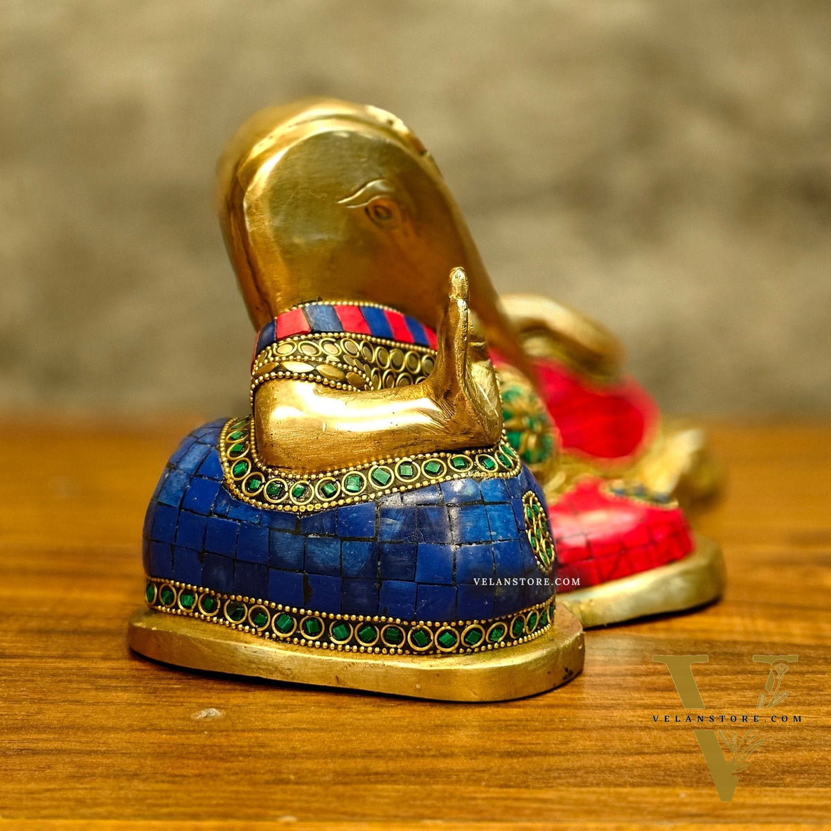 Brass abstract modern design Resting Ganesha statue 11 inch