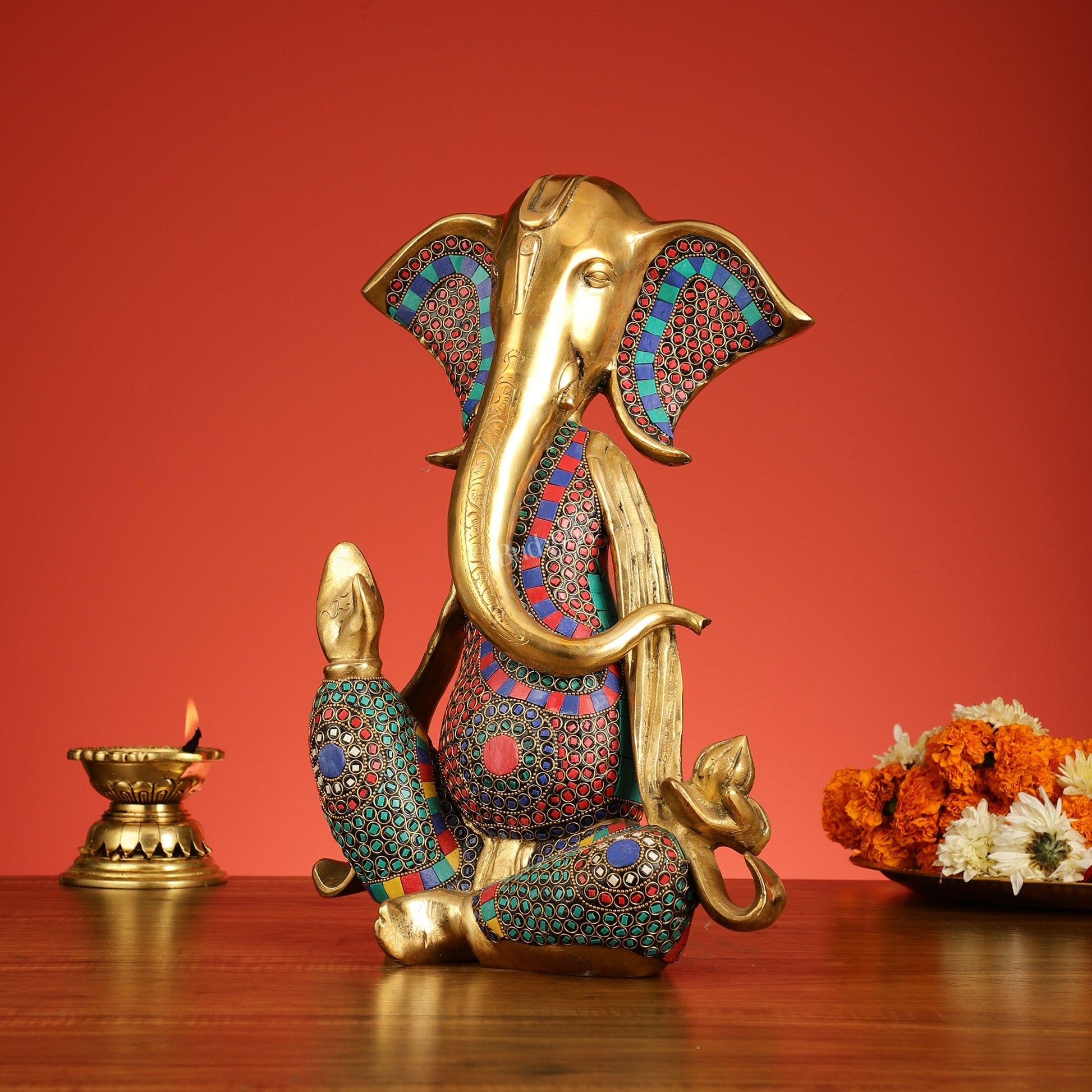 Brass Abstract Modern Lord Ganesha Idol - 16 Inch