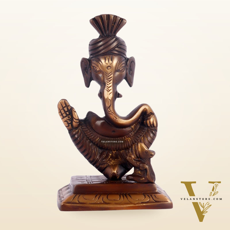 Brass Abstract Modern Pagadi Turban Ganesha 6 Perfect Gift Brown - BudhShiv