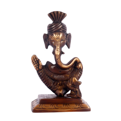 Brass Abstract Modern Pagadi Turban Ganesha 6 Perfect Gift Brown - BudhShiv