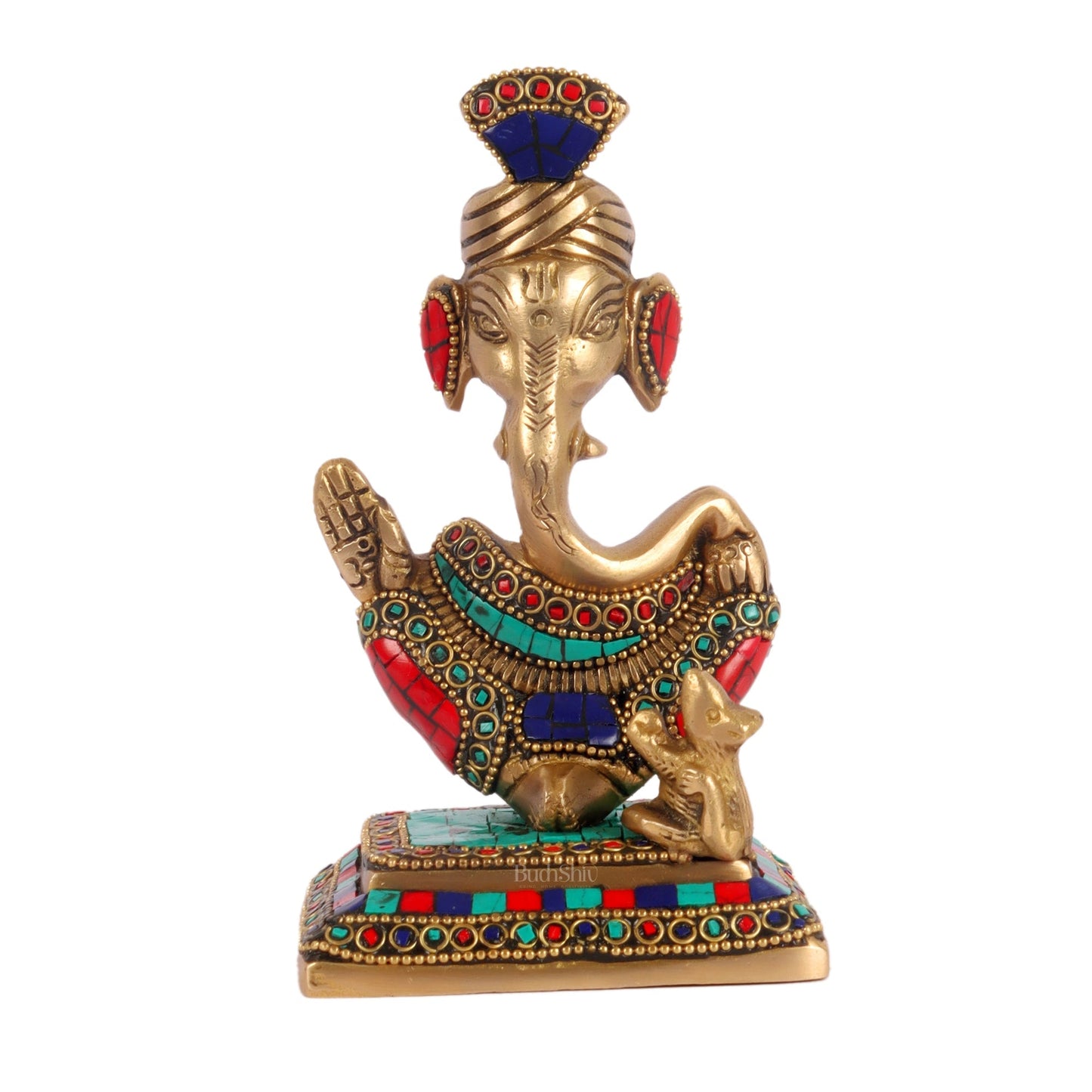 Brass Abstract Modern Pagadi Turban Ganesha 6" Perfect Gift - Stonework | BudhShiv