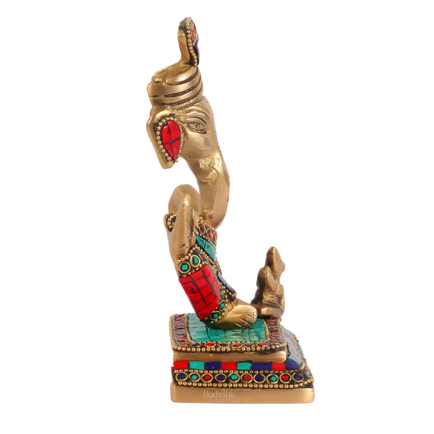 Brass Abstract Modern Pagadi Turban Ganesha 6" Perfect Gift - Stonework | BudhShiv