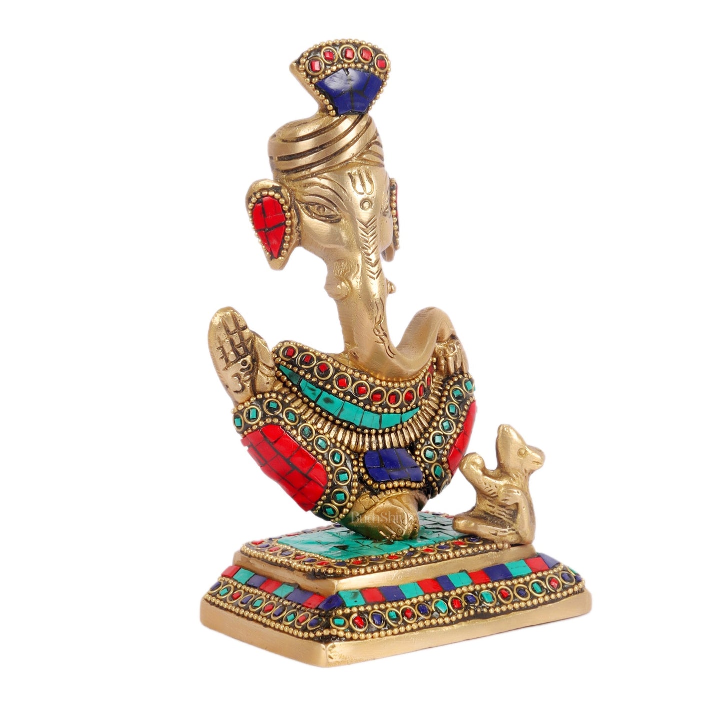 Brass Abstract Modern Pagadi Turban Ganesha 6" Perfect Gift - Stonework | BudhShiv