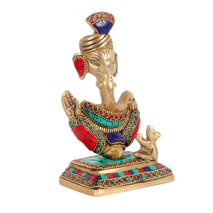 Brass Abstract Modern Pagadi Turban Ganesha 6" Perfect Gift - Stonework | BudhShiv