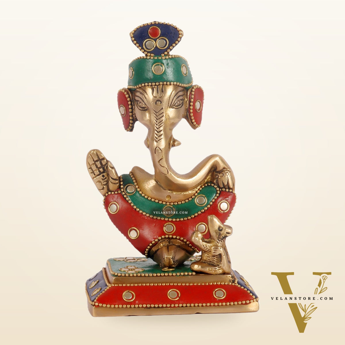 Brass Abstract Modern Pagadi Turban Ganesha 6 - Perfect Gift with Stonework | BudhShiv