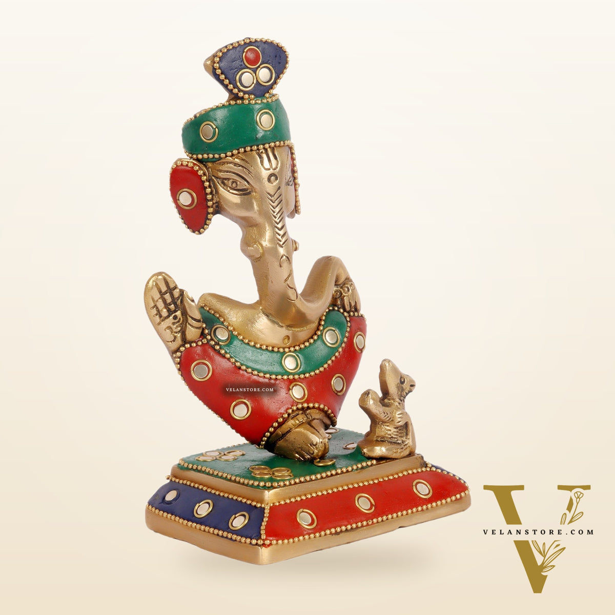Brass Abstract Modern Pagadi Turban Ganesha 6 - Perfect Gift with Stonework | BudhShiv