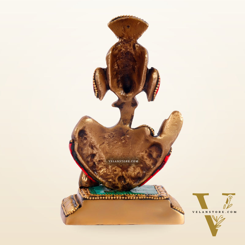 Brass Abstract Modern Pagadi Turban Ganesha 6" Perfect Gift with Natural Stone Decoration - BudhShiv