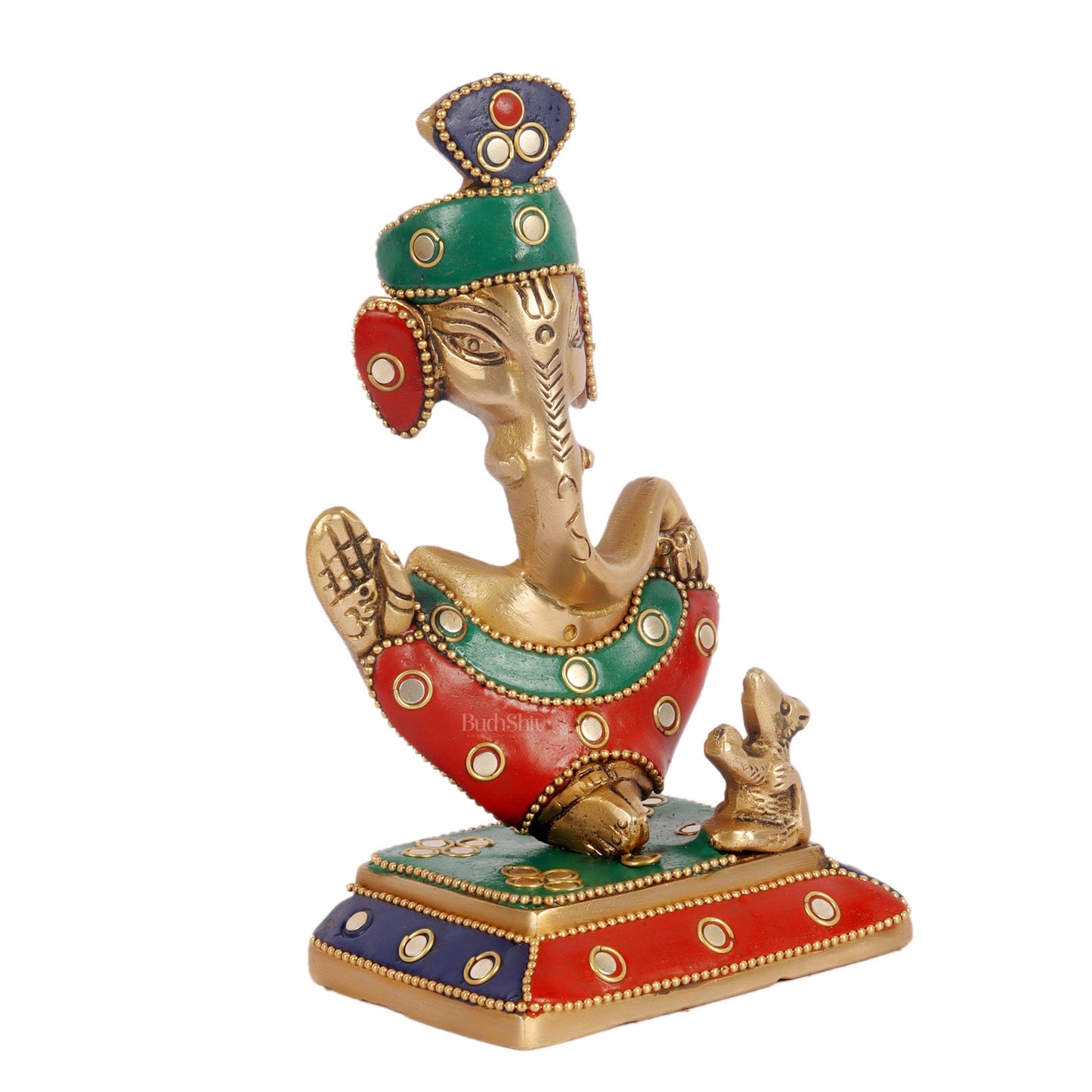 Brass Abstract Modern Pagadi Turban Ganesha 6 - Perfect Gift with Stonework | BudhShiv