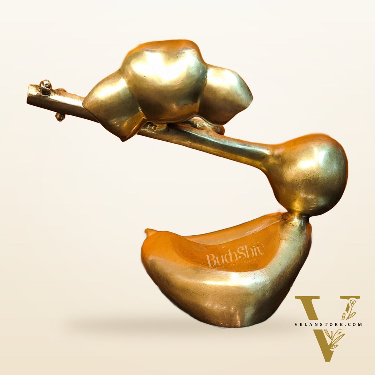Brass Abstract Veena Ganesha Idol - 10 Inches | Handmade Brass Ganesha Statue