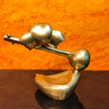 Brass Abstract Veena Ganesha Idol - 10 Inches | Handmade Brass Ganesha Statue