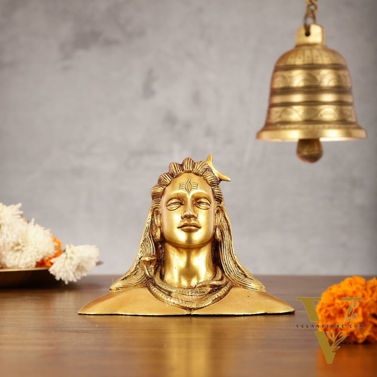 Brass Adiyogi Lord Shiva Bust Idol - 4.5 Inch