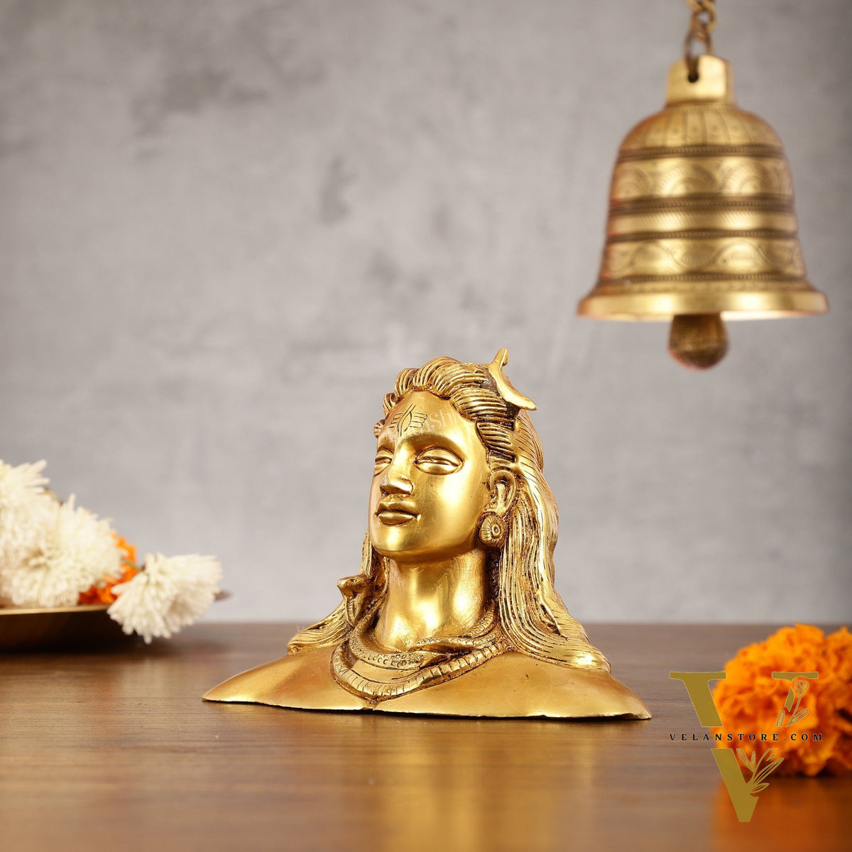 Brass Adiyogi Lord Shiva Bust Idol - 4.5 Inch