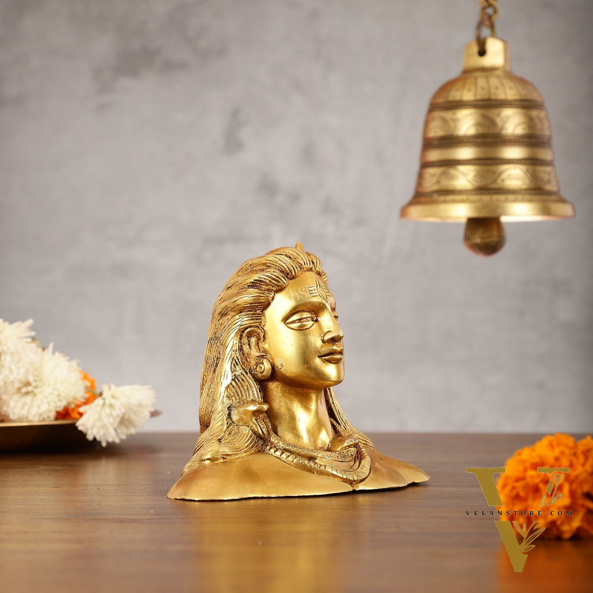 Brass Adiyogi Lord Shiva Bust Idol - 4.5 Inch