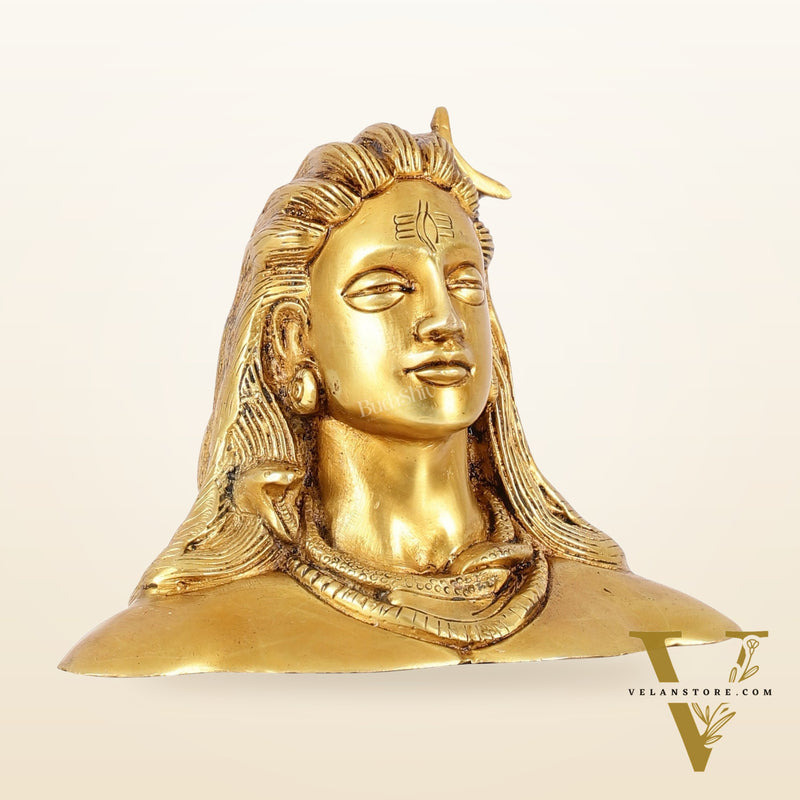 Brass Adiyogi Lord Shiva Bust Idol - 4.5 Inch