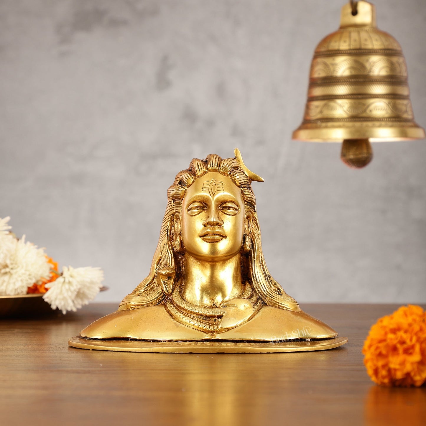 Brass Adiyogi Lord Shiva Bust Idol - 4.5 Inch