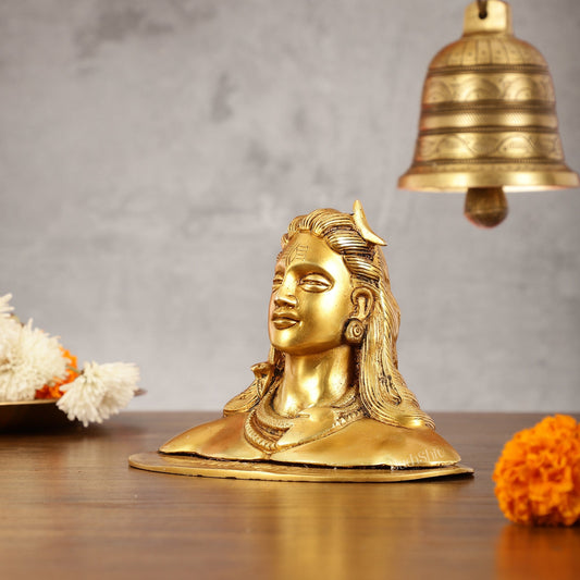 Brass Adiyogi Lord Shiva Bust Idol - 4.5 Inch