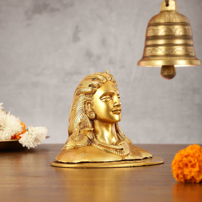Brass Adiyogi Lord Shiva Bust Idol - 4.5 Inch