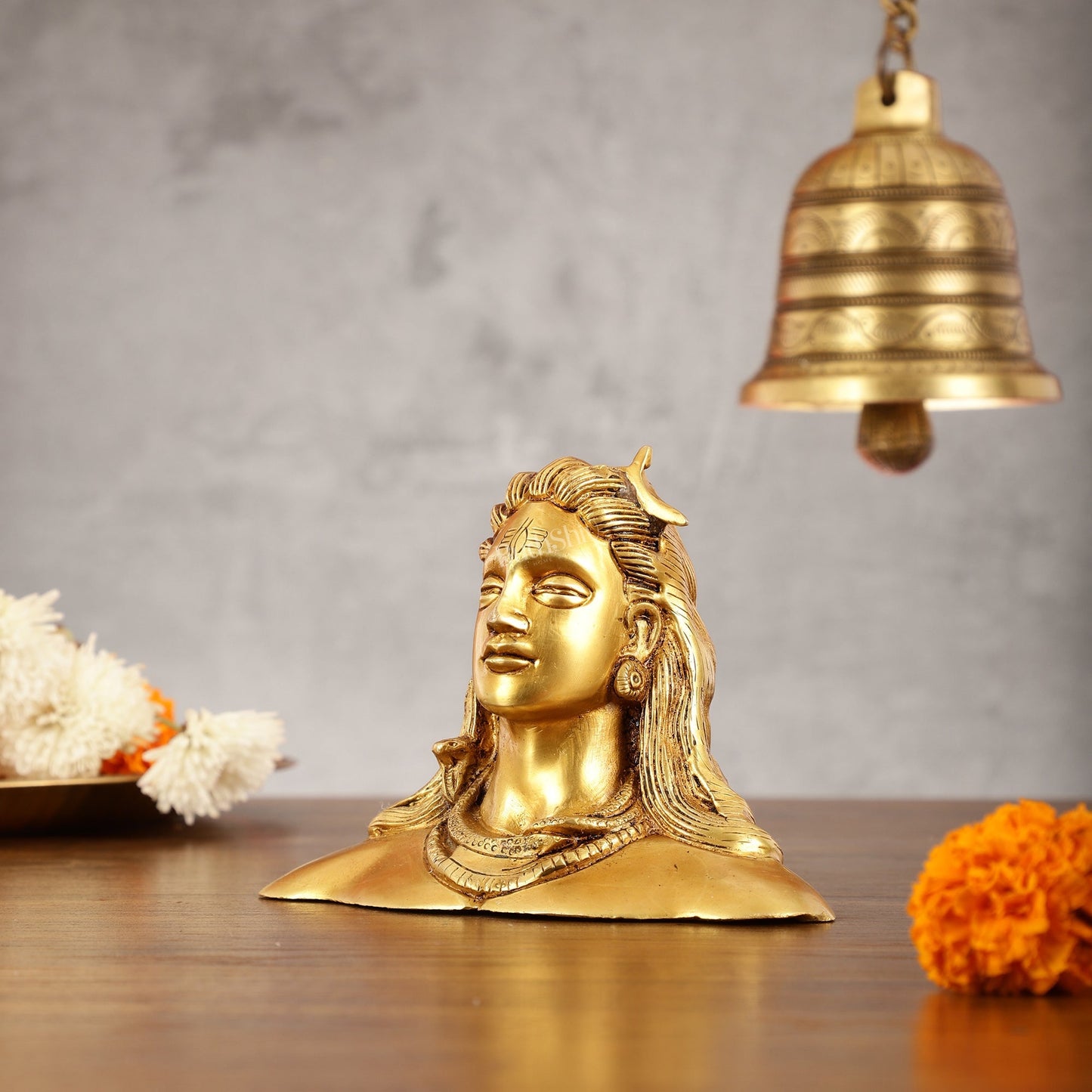 Brass Adiyogi Lord Shiva Bust Idol - 4.5 Inch