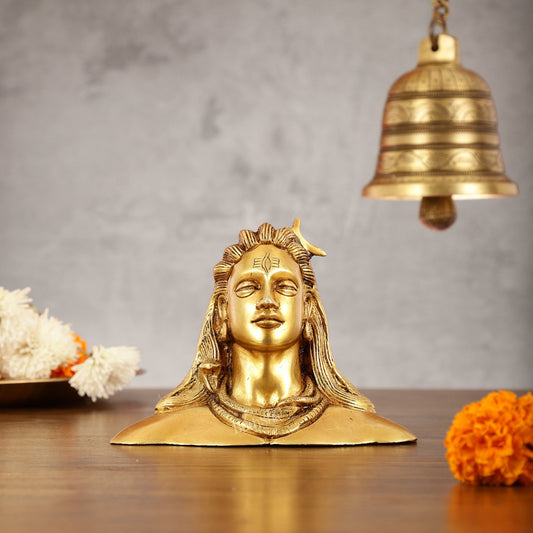 Brass Adiyogi Lord Shiva Bust Idol - 4.5 Inch