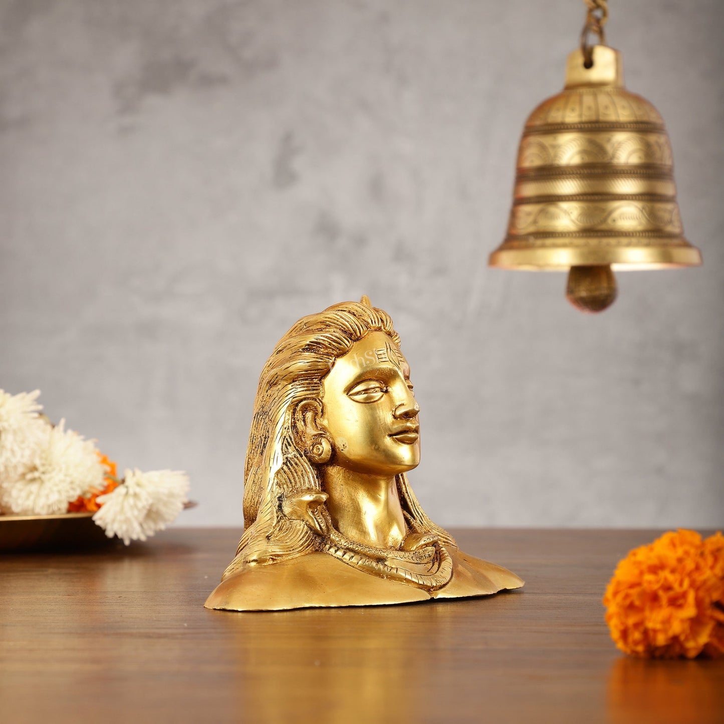 Brass Adiyogi Lord Shiva Bust Idol - 4.5 Inch